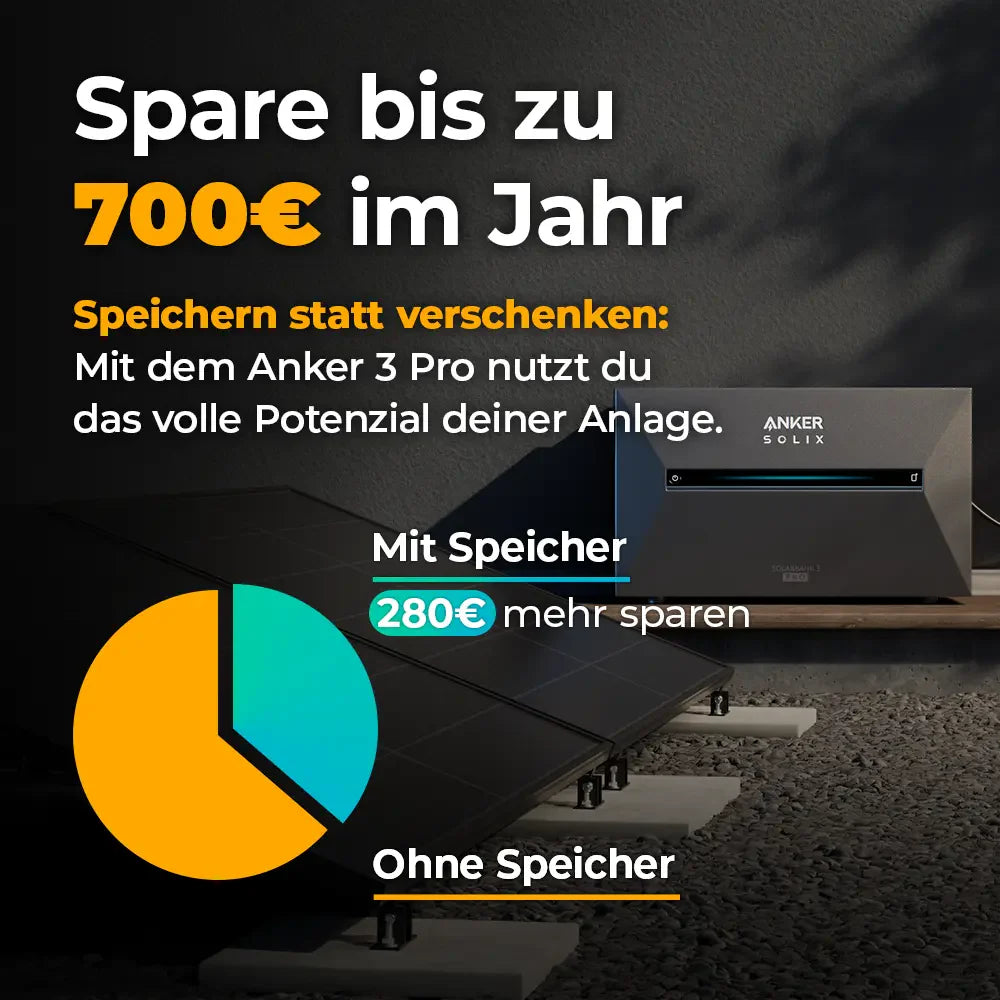 Balkonkraftwerk 2000W mit Speicher Anker SOLIX 3 Pro - Komplettset Flachdach/Boden