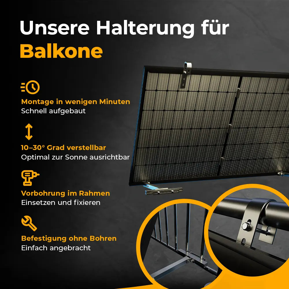 Balkonkraftwerk 1500W mit Speicher Anker SOLIX 3 Pro – Komplettset Gitterbalkon