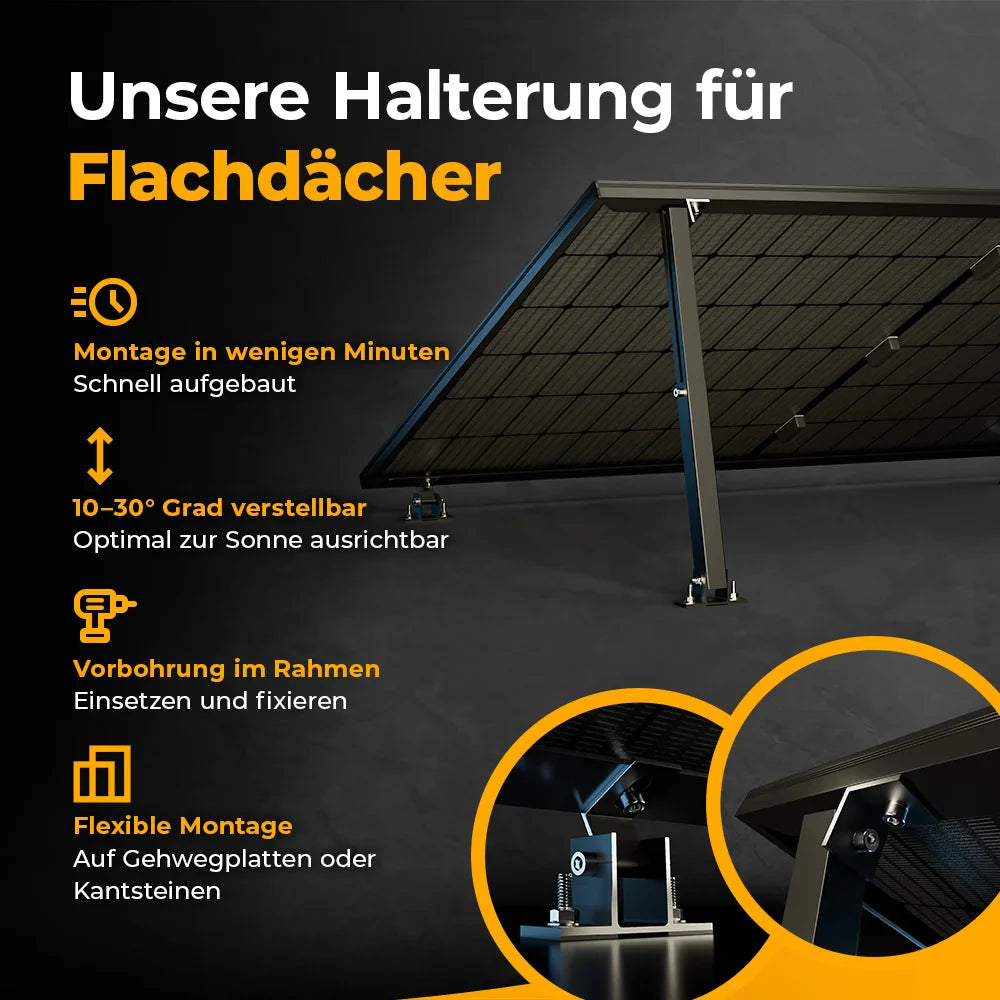 Balkonkraftwerk 2000W mit Speicher Anker SOLIX 3 Pro - Komplettset Flachdach/Boden