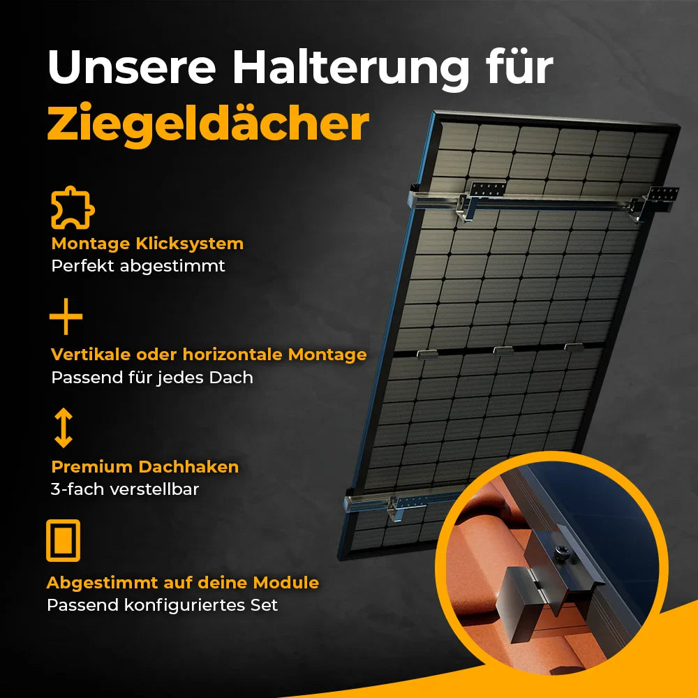 Balkonkraftwerk 1500W – Komplettset Schrägdach