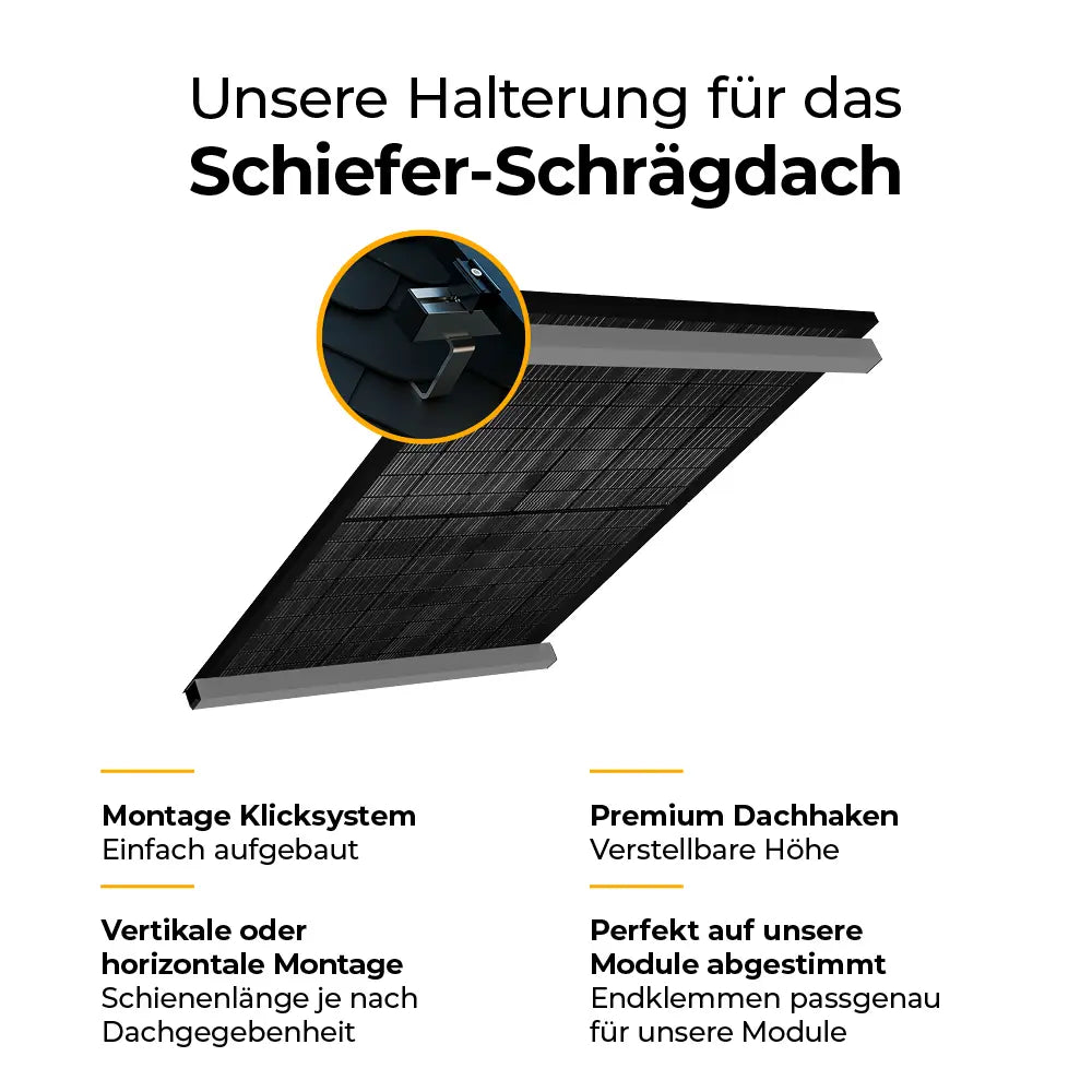 Balkonkraftwerk Halterung für das Schieferdach - Set für ein Solarmodul