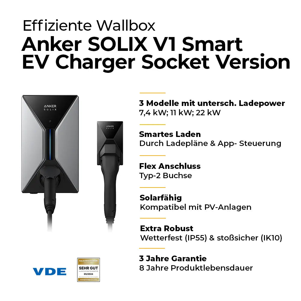 Anker SOLIX Wallbox V1 Smart EV Charger 11kW