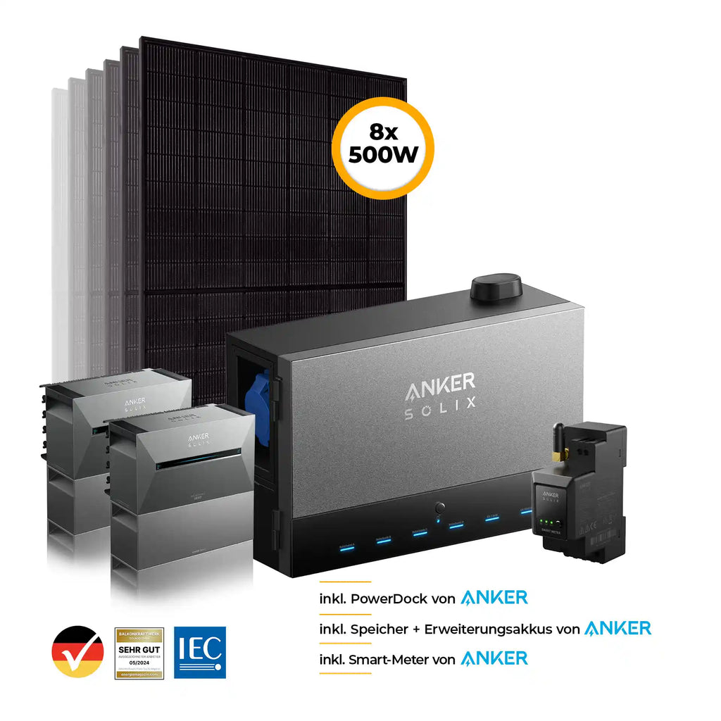 Anker Power Dock Set mit Speicher 4000W - inkl. 2x Anker SOLIX Solarbank 3 Pro