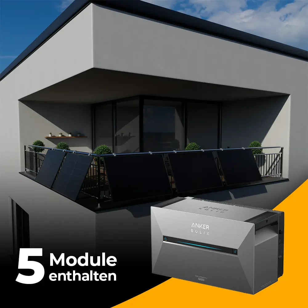 Solarkraftwerk 2500W mit Speicher Anker SOLIX 3 Pro- Komplettset Gitterbalkon