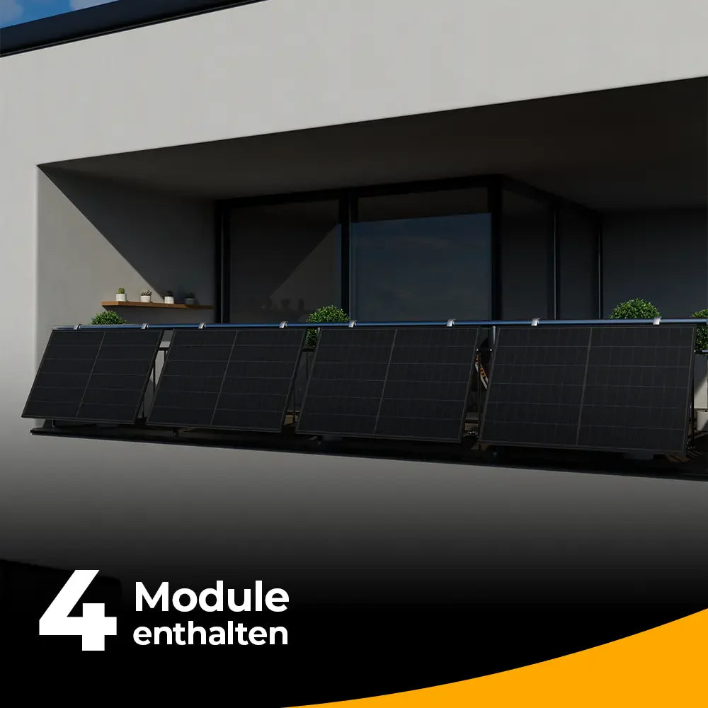 Balkonkraftwerk 2000W Glas-Glas bifazial - Komplettset Gitterbalkon
