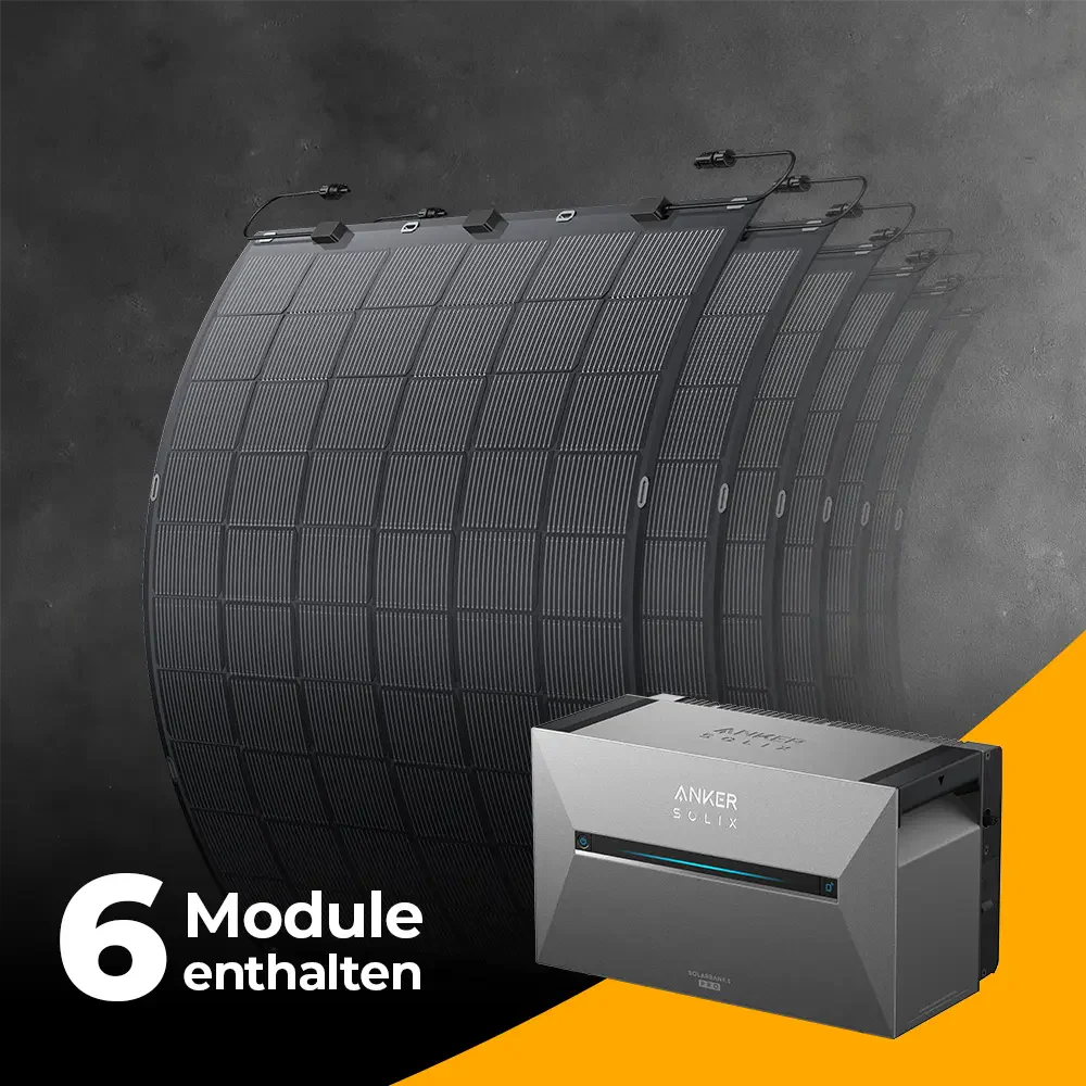 Balkonkraftwerk 1350W mit flexiblen Solarmodulen mit Speicher Anker SOLIX 3 Pro - Set